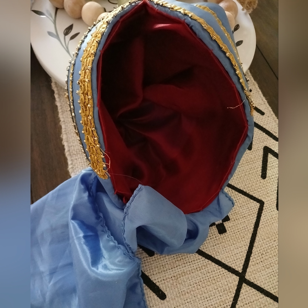 Elegant Blue and Gold Women's Hat/turban - Picture 3 of 3
